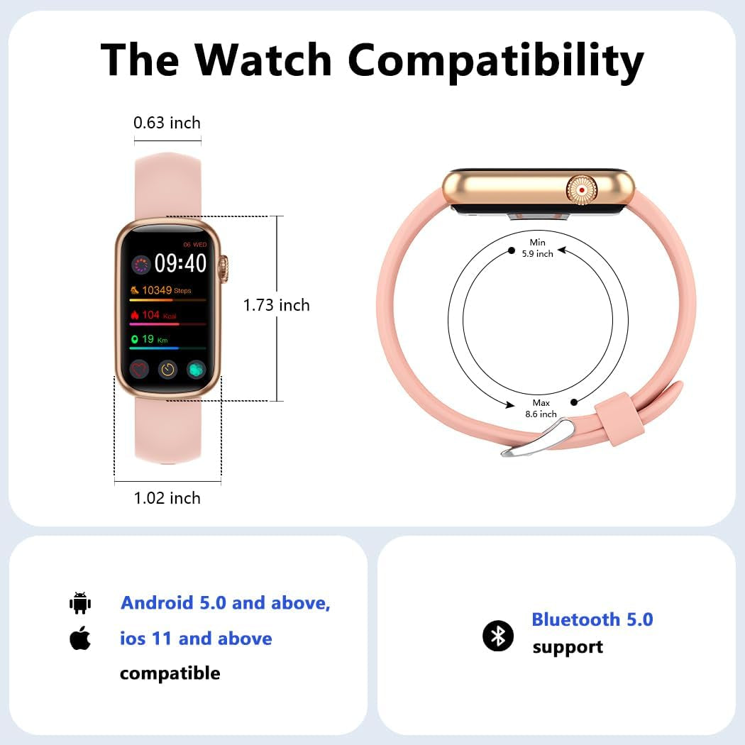 Slim Fitness Tracker with Blood Oxygen, Blood Pressure, 24/7 Heart Rate and Sleep Tracking, IP68 Waterproof Activity Trackers and Smart Watches with Step Tracker, Pedometer for Women Men